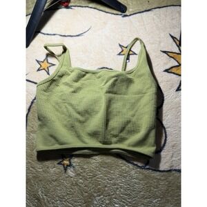 Gymshark Vital Seamless 2.0 Waffle Knit Crop Tank Top Olive Green Small